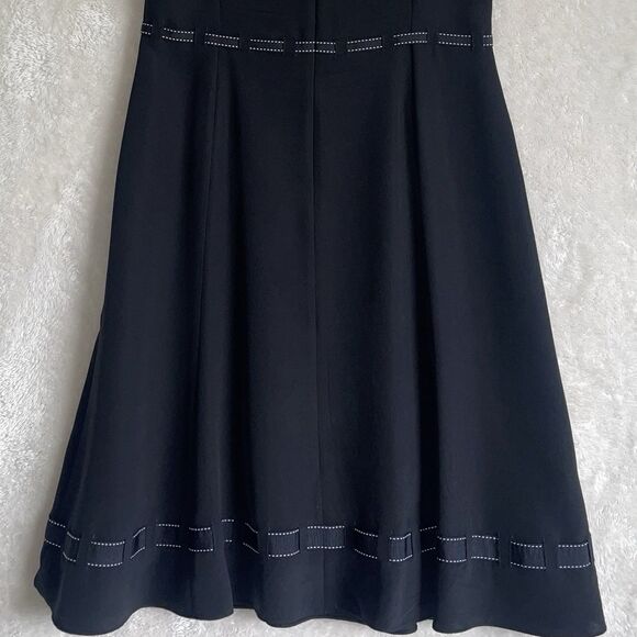 Loft Black Silk Dress Size 6 White Dotted Ribbon Sleeveless Casual Feminine - Picture 6 of 11